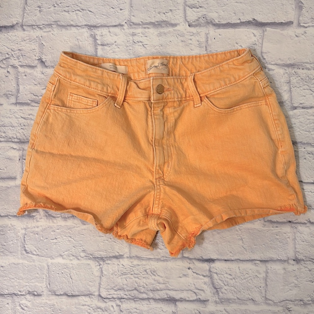 Universal Thread Jean Shorts High Rise Orange Denim Cut Off Hems Size 8/29